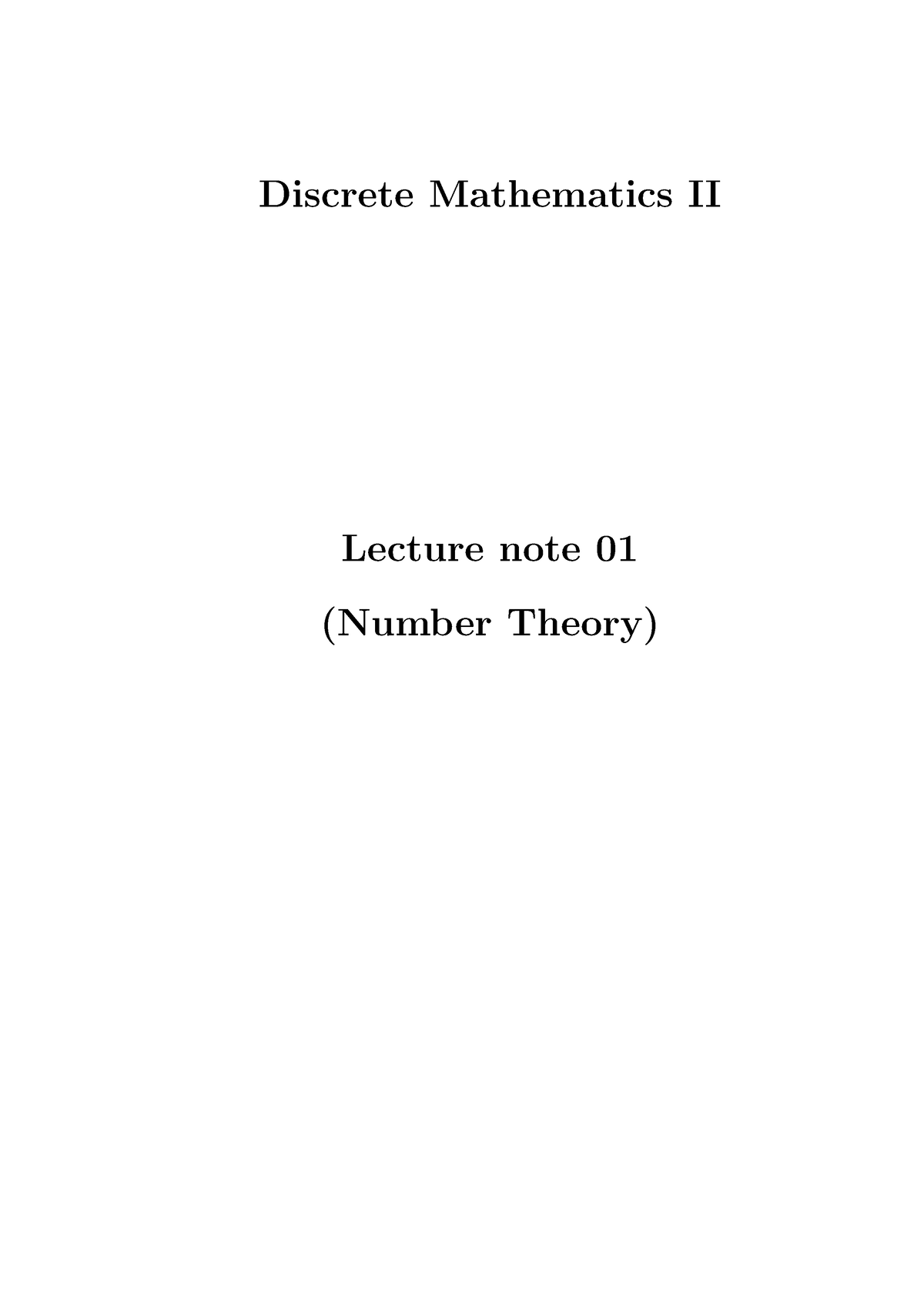 Discrete Mathematics - Number Theory - PMAT 12532 Discrete Mathematics ...