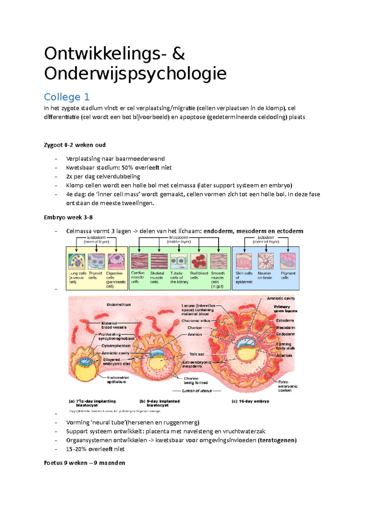 Ontwikkelings - & Onderwijspsychologie College Aantekeningen ...