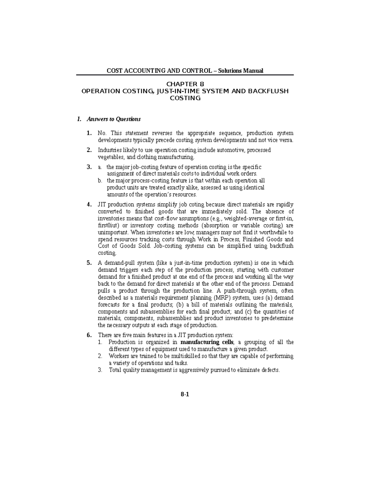 Chapter 8 Answer - None - COST ACCOUNTING AND CONTROL – Solutions ...
