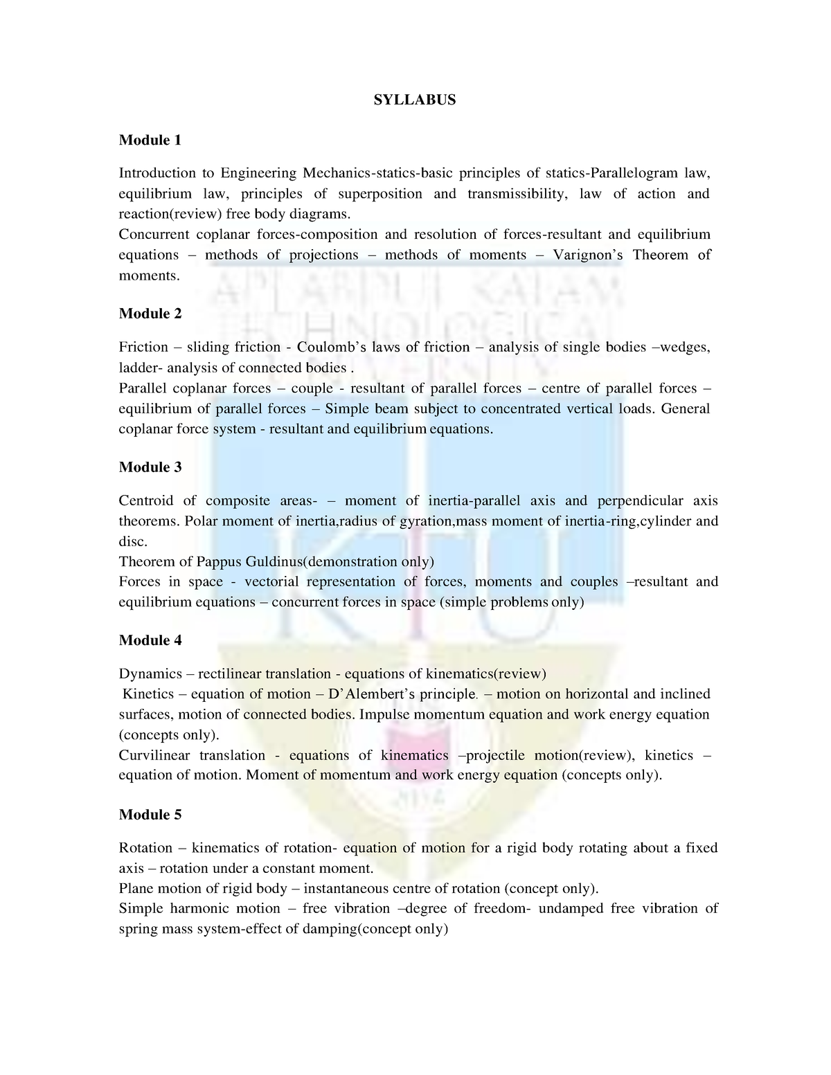 Module-I Note-Complete - SYLLABUS Module 1 Introduction to Engineering ...