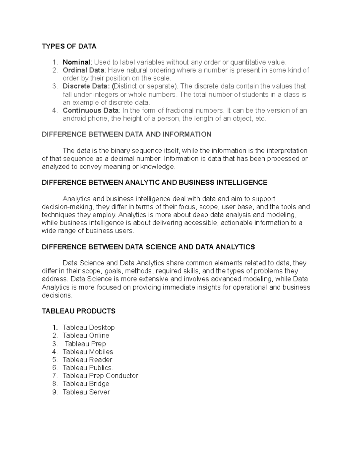 Homework 1 - nxxnx - TYPES OF DATA Nominal: Used to label variables