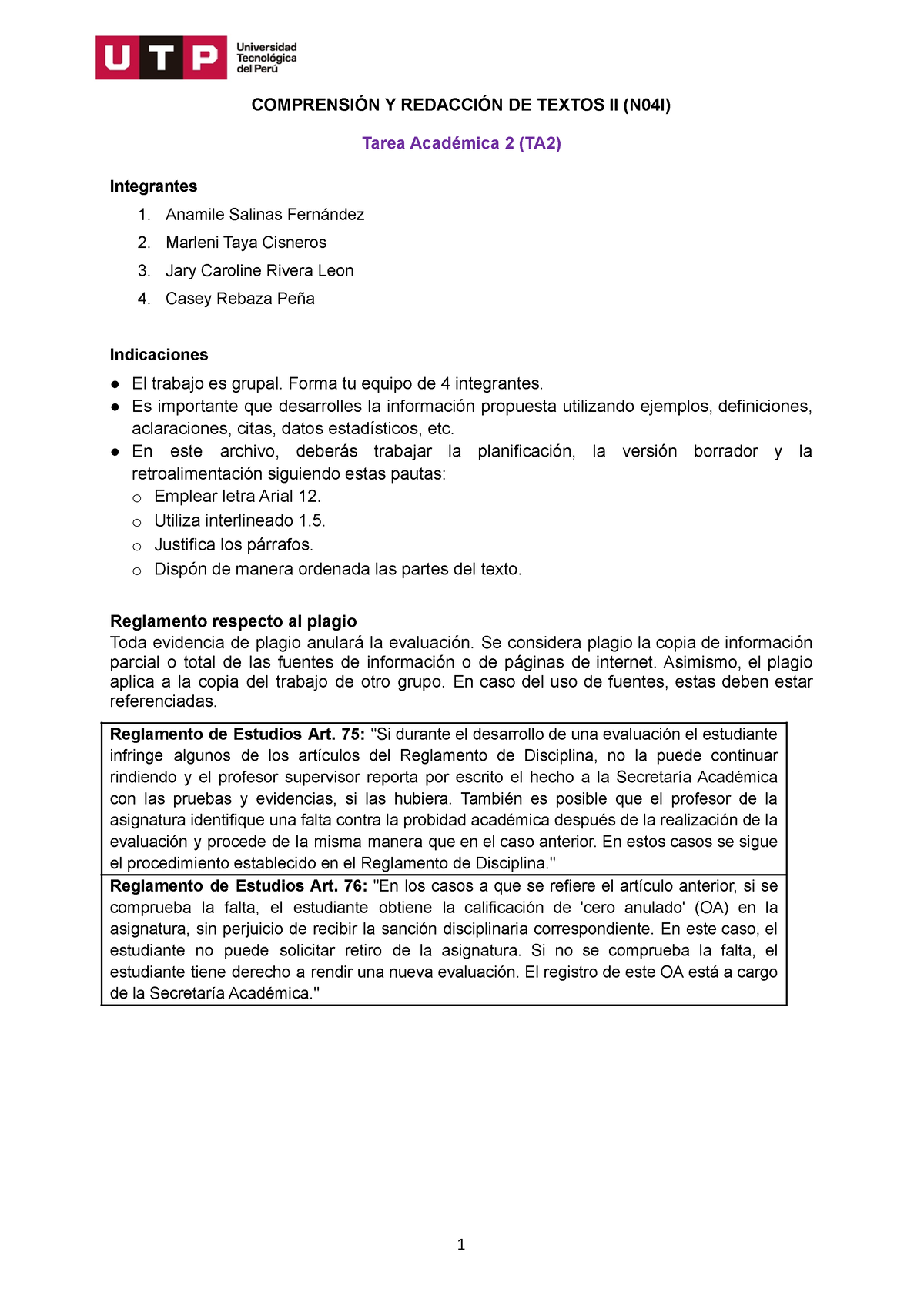 S S Tarea Académica TA versión borrador formato COMPRENSIÓN Y REDACCIÓN DE