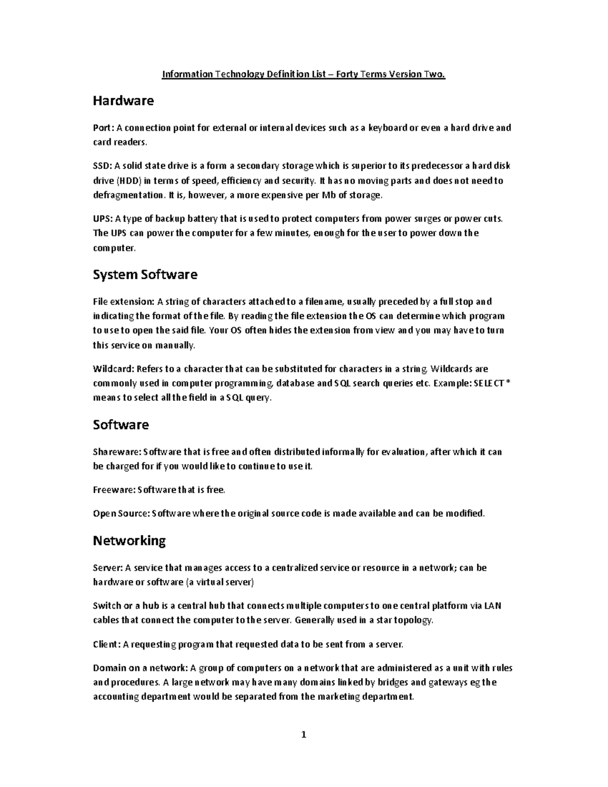 Forty+IT+Definitions+version+two - Information Technology Definition ...