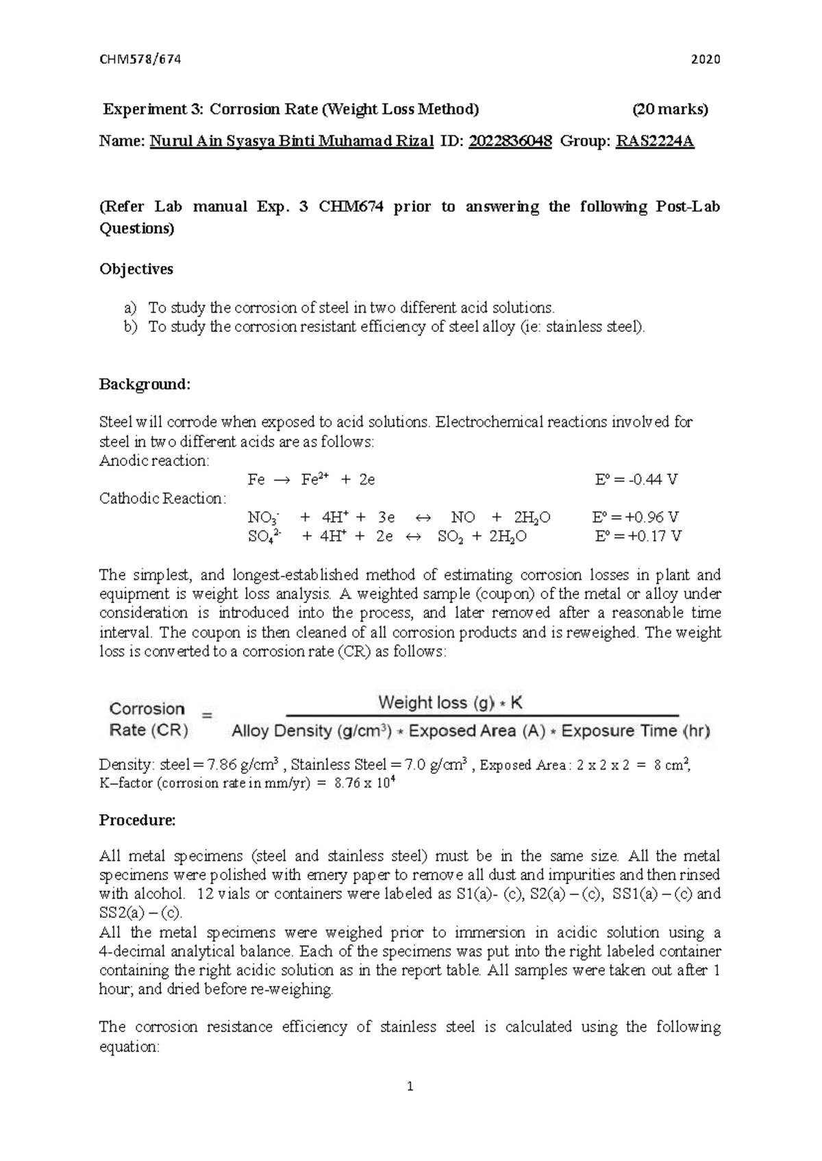 Teapost Lab Questions Experiment 2 71 - bcsx20t