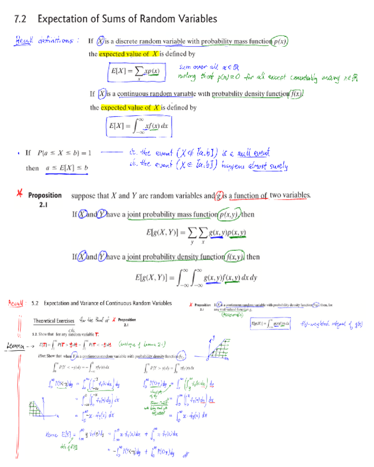 Lsn16 - answers - 7 Expectation of Sums of Random Variables Recall ...