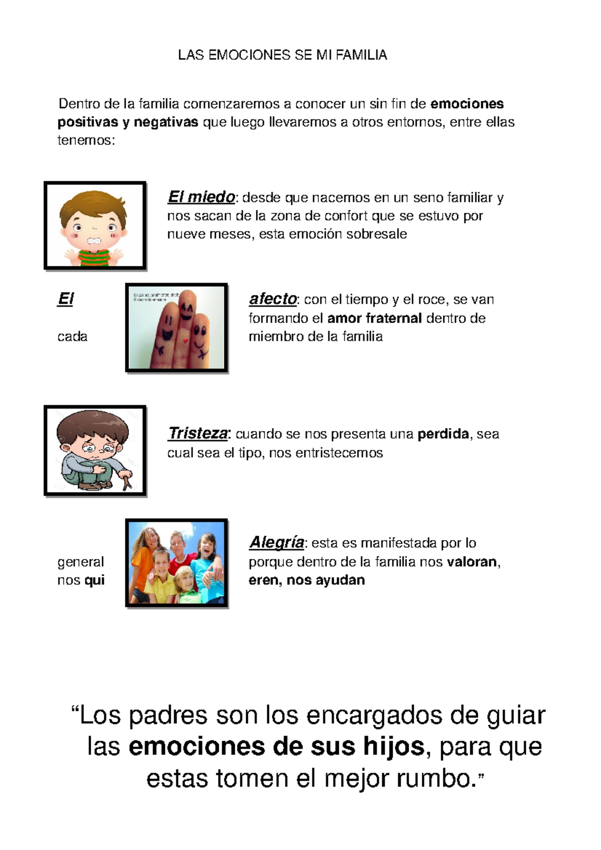LAS Emociones SE MI Familia - LAS EMOCIONES SE MI FAMILIA Dentro de la ...