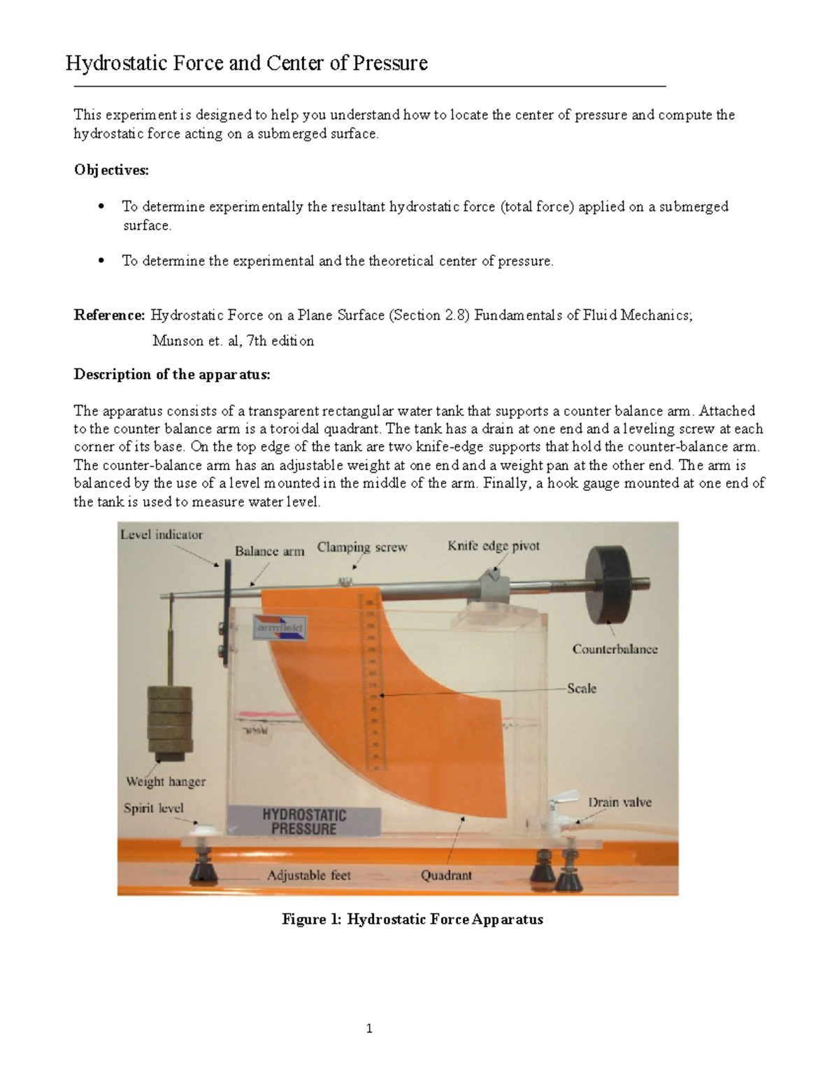 center of pressure experiment