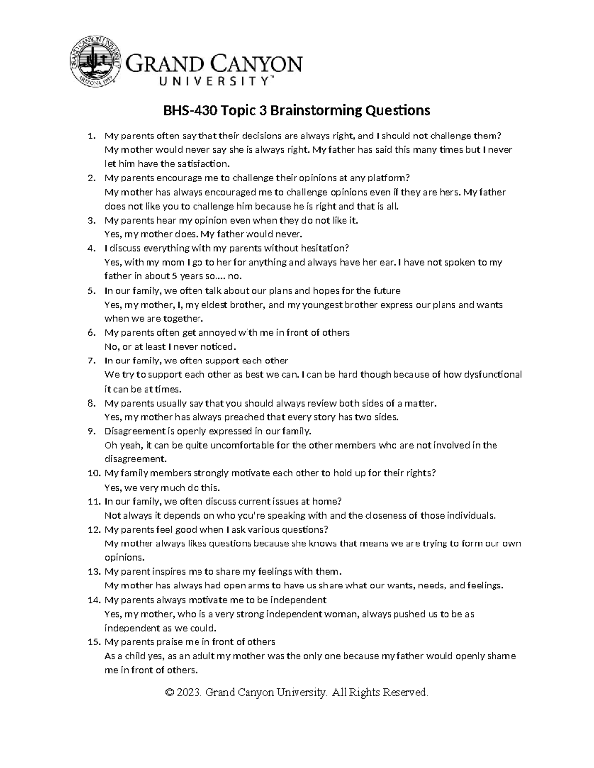 BHS 430 RS T3 Brainstorming Questions - BHS-430 Topic 3 Brainstorming ...