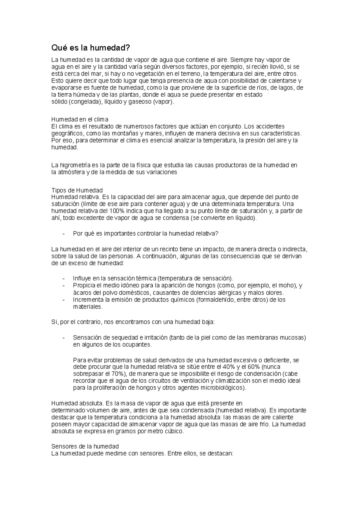 Expo de la humedad - Qué es la humedad? La humedad es la cantidad de ...