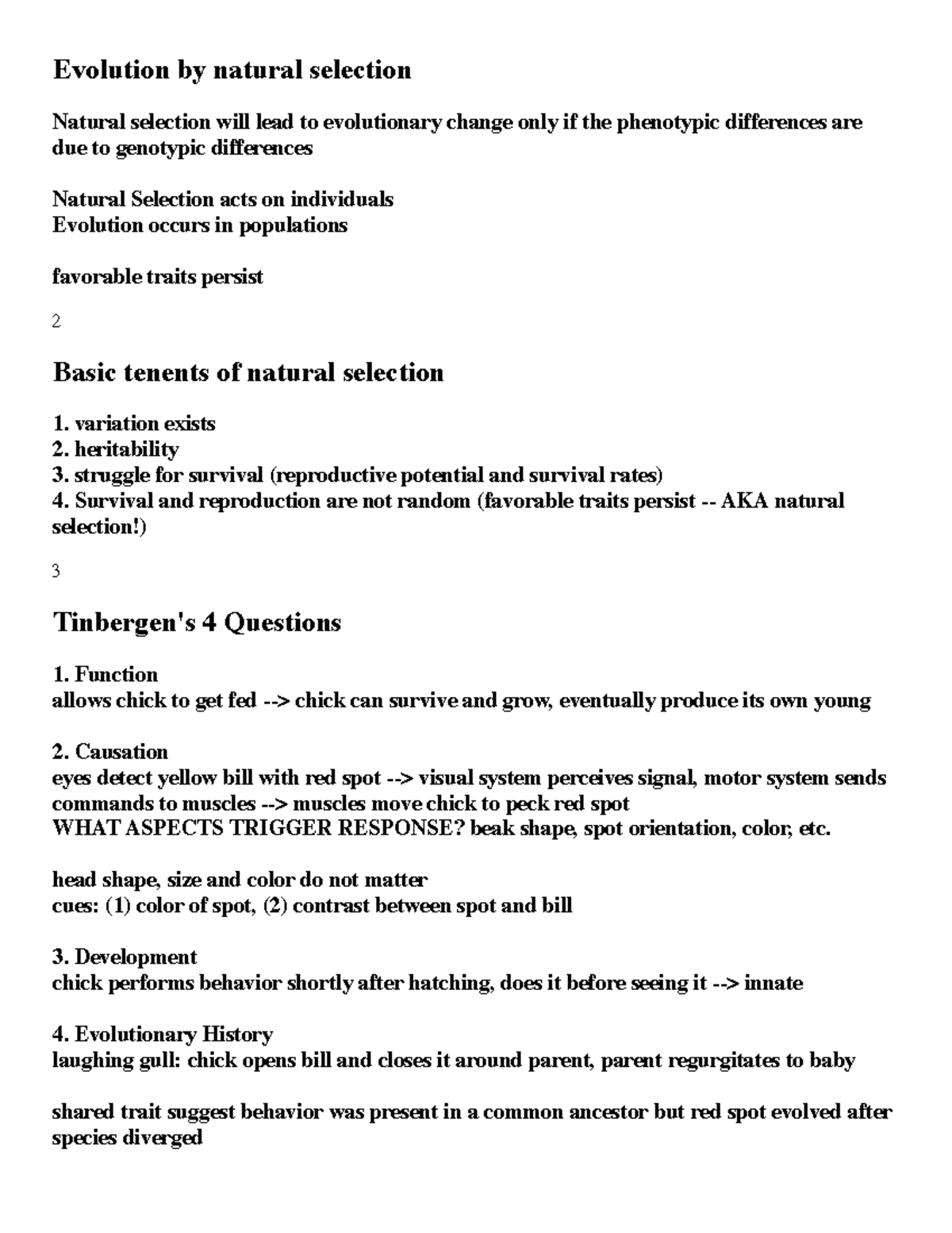 AB Final Exam Study Questions - Evolution by natural selection Natural ...