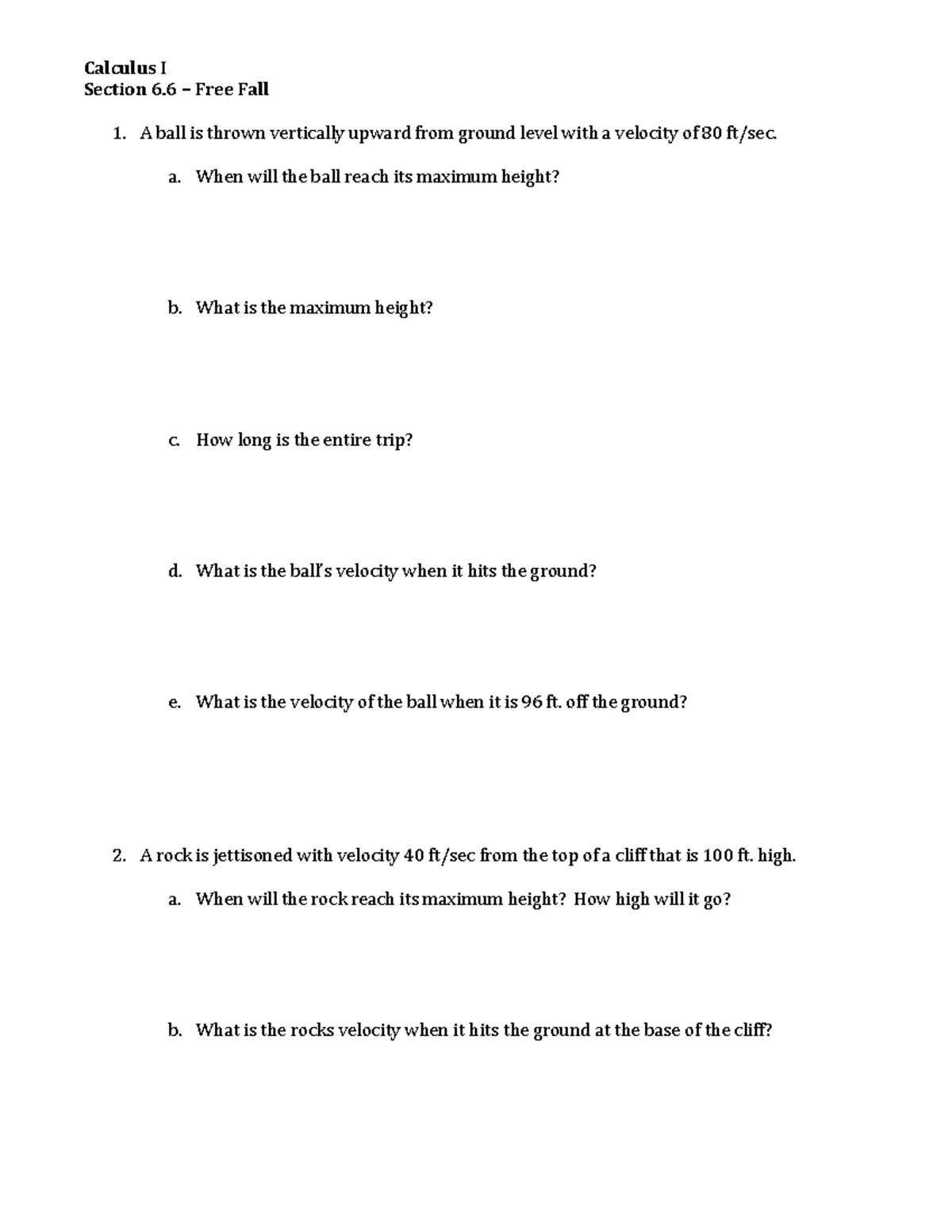 Inbound 6463232590177293203 - Calculus I Section 6 – Free Fall A ball ...