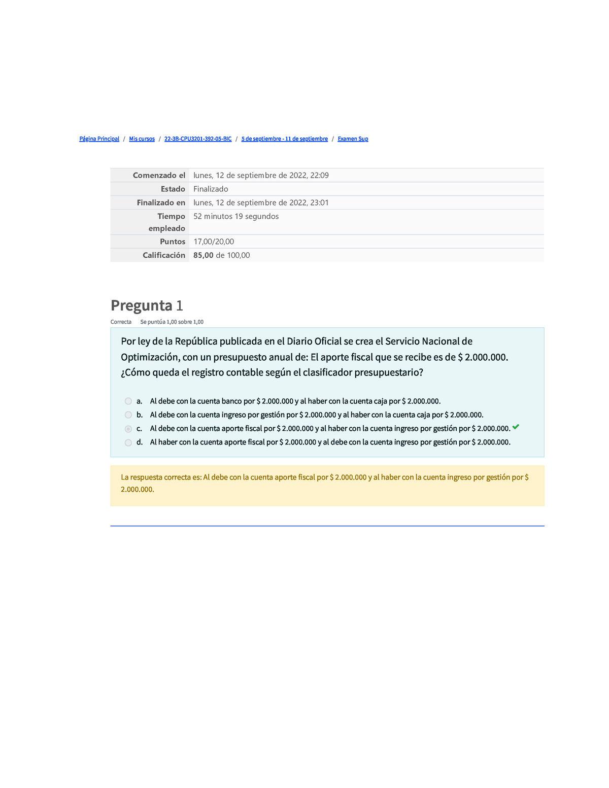 3 Prueba - Contabilidad Publica - Página Principal / Mis Cursos / 22-3B ...