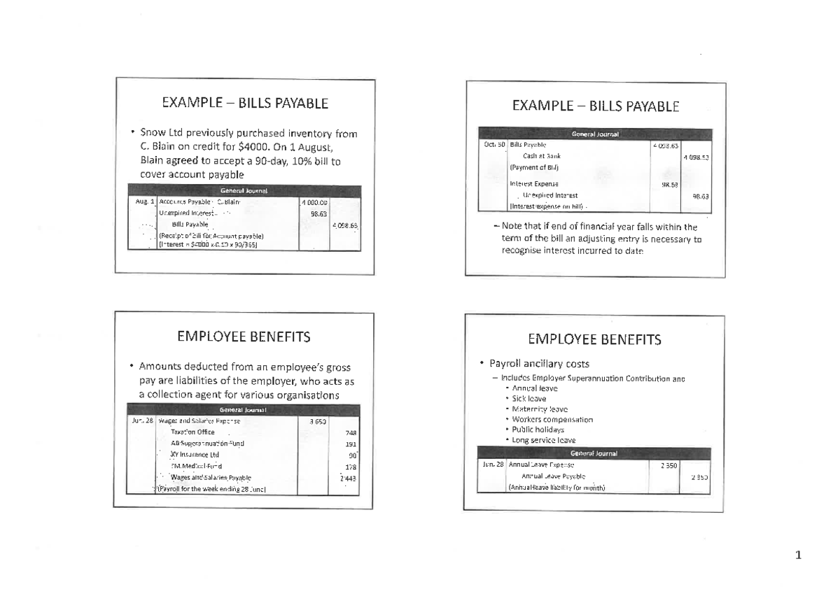 Lecture Week 11 Handout - Types Of Liabilities - ACCT1101 - Studocu