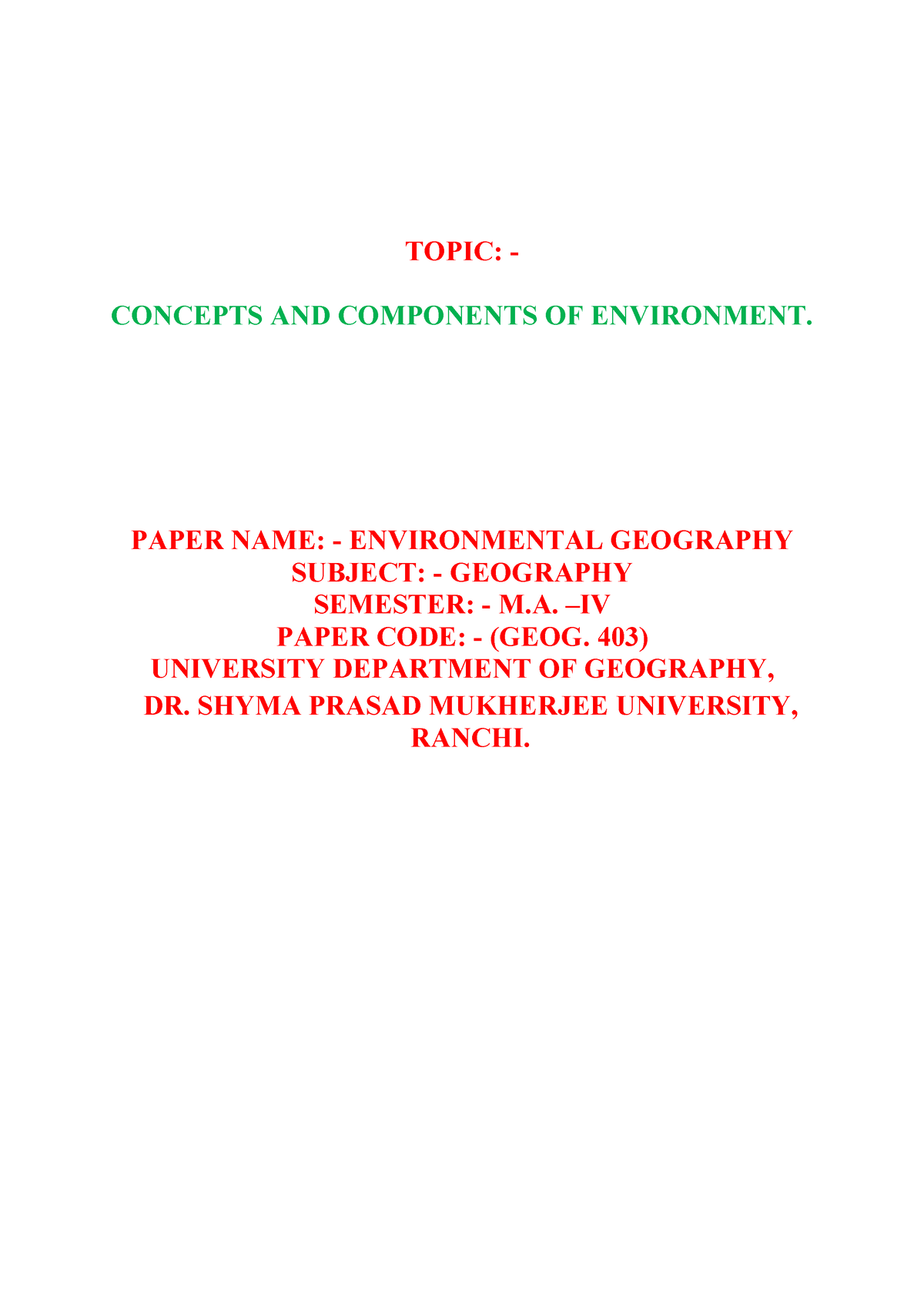 Satyapriya 52dspmucom S 12 - TOPIC: - CONCEPTS AND COMPONENTS OF ...