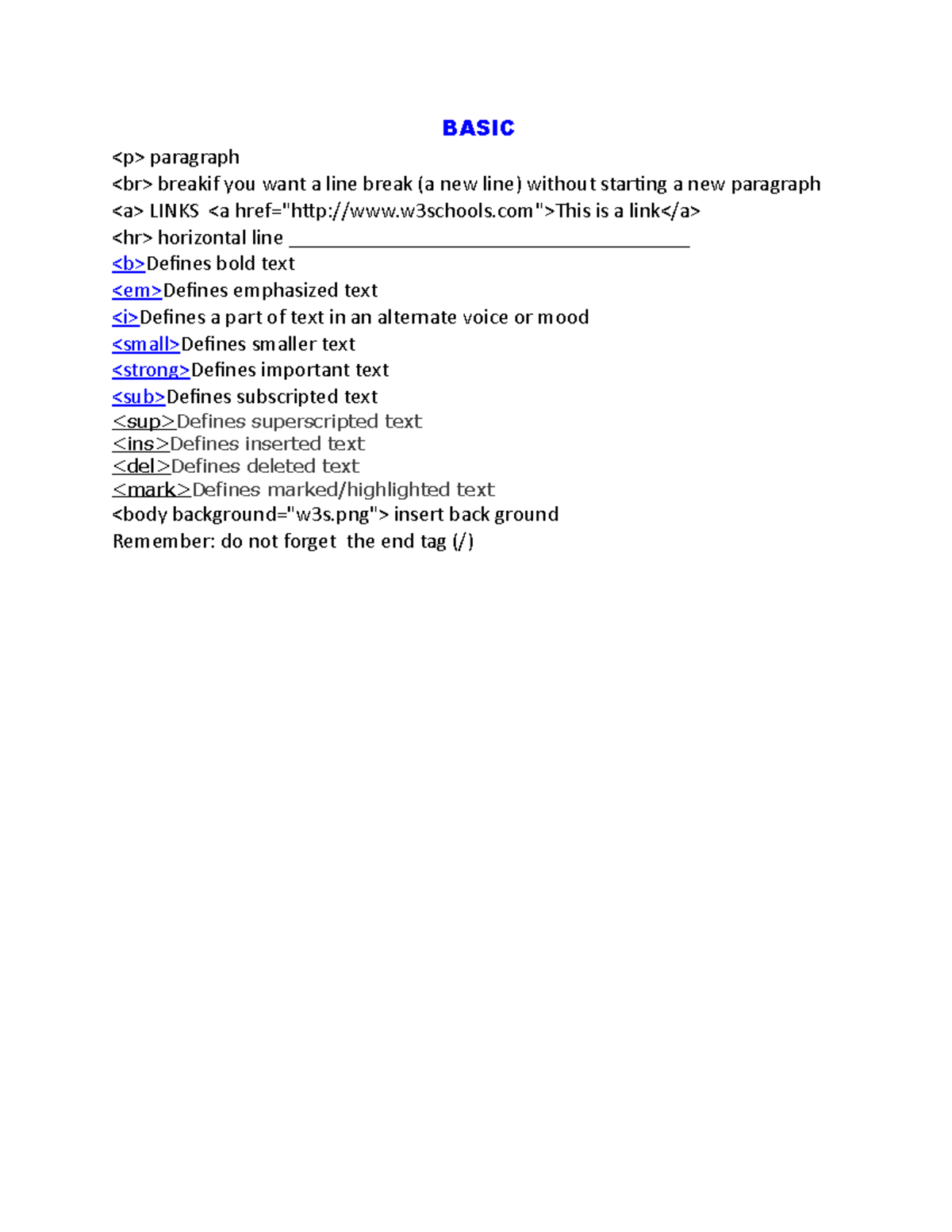 HTML guide BASIC paragraph breakif you want a line break (a new line