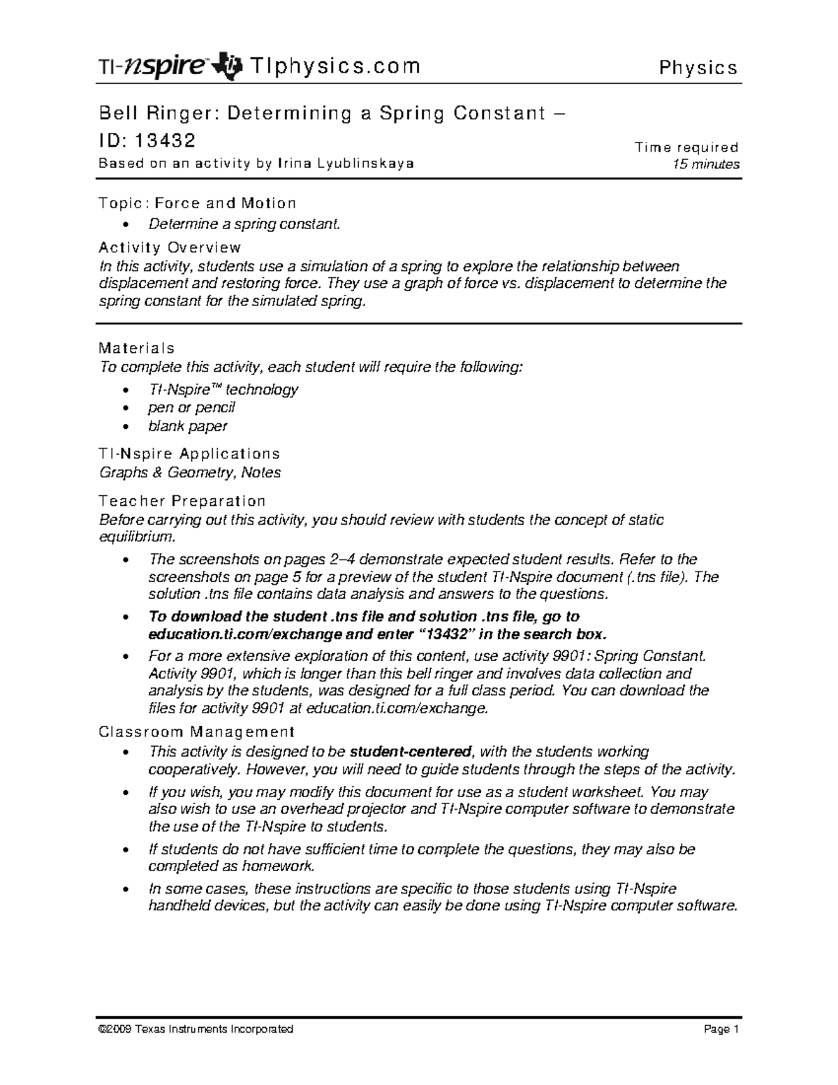 Determining Spring Constant Activity Studocu