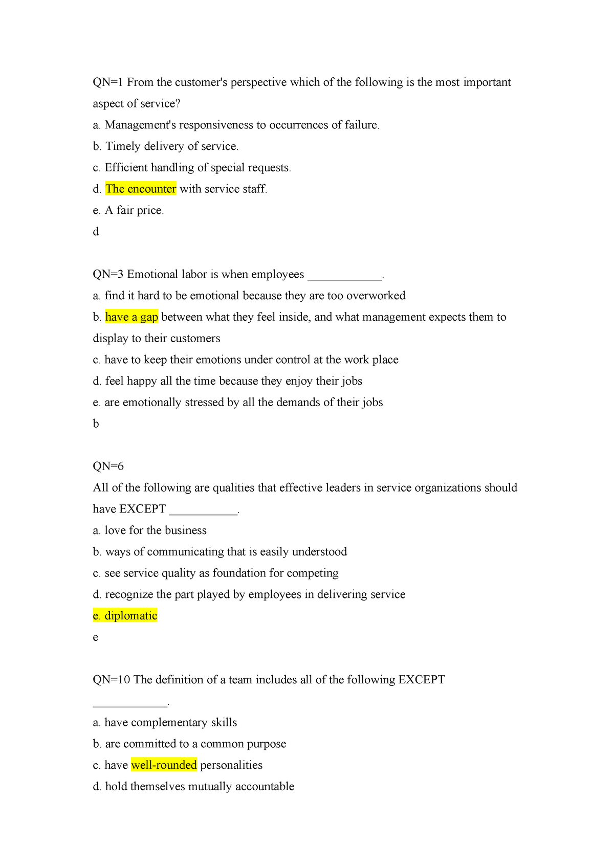 MKT202 - MKT202 - QN=1 From The Customer's Perspective Which Of The ...