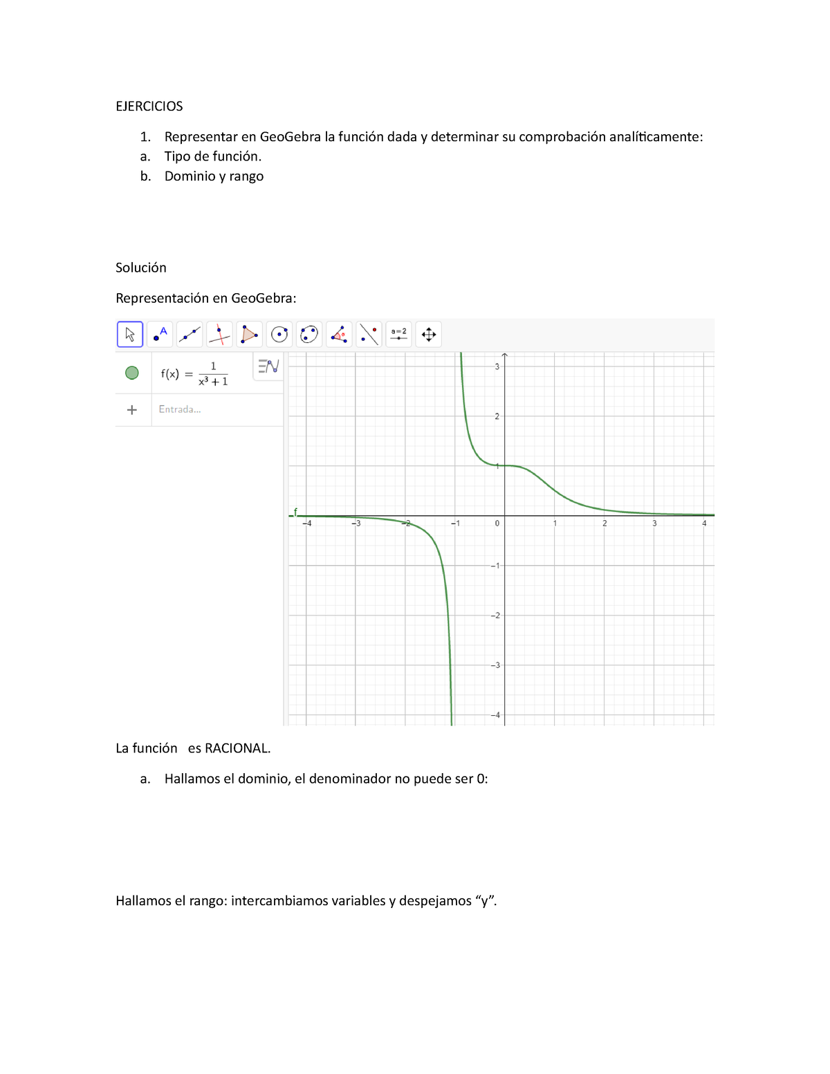 Ejercicios Calculo D Daniela Triana Ejercicios1 Representar En Geogebra La Función Dada Y 2072