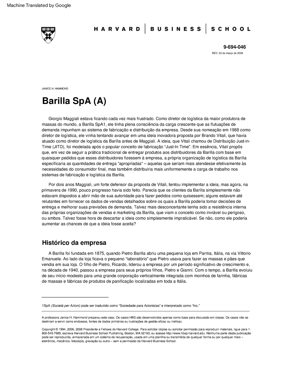 barilla spa case study answers