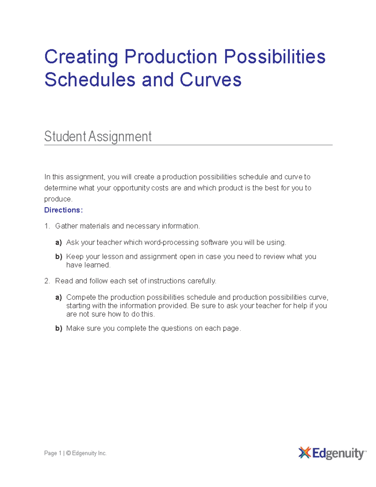 case study starting a business project schedules and curves edgenuity