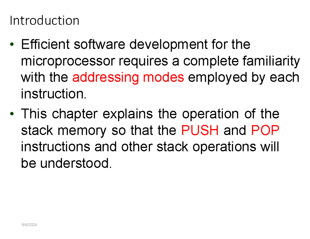 Memory Addressing for 80286 80386 - Introduction • Efficient software ...