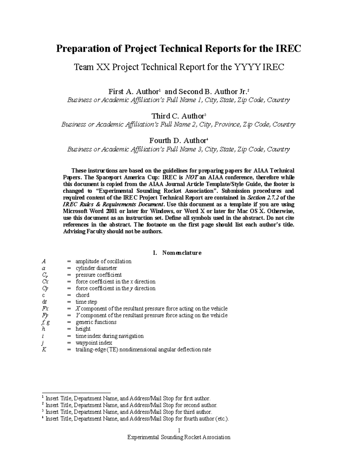 Sa cup project technical report template 2022 - Preparation of Project ...