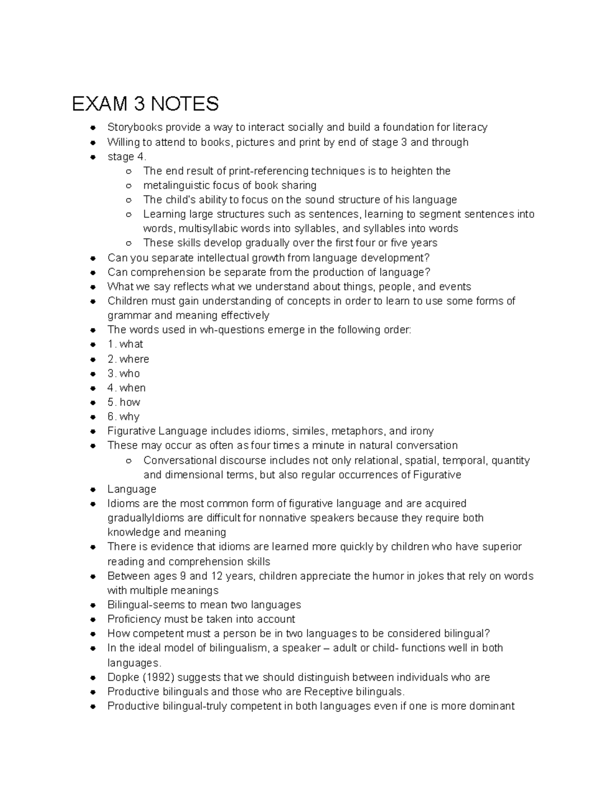 Spaa notes from 11 7-11 16 - EXAM 3 NOTES Storybooks provide a way to ...