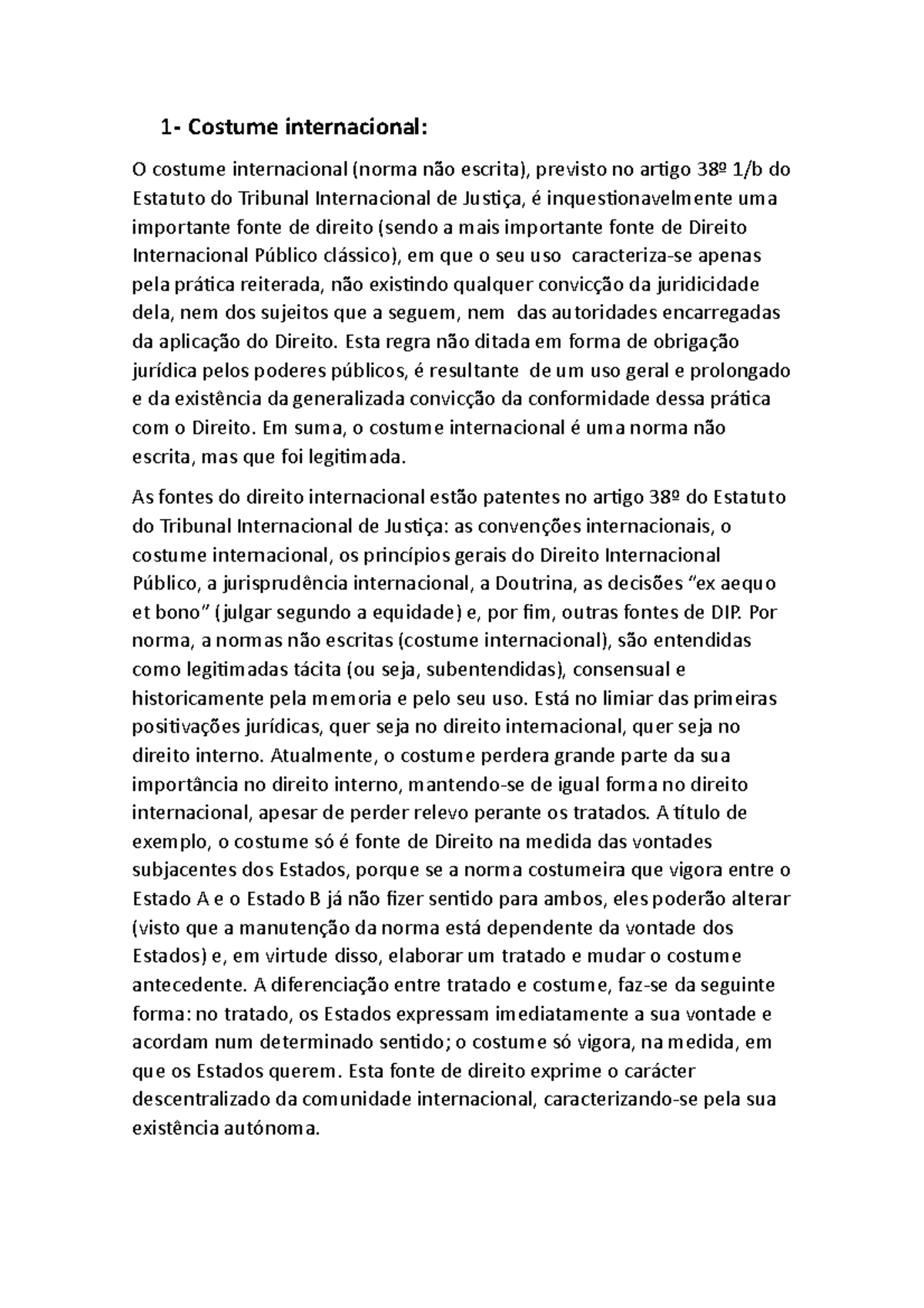 O Direito Internacional Ou Simplesmente Costume - BRAINCP