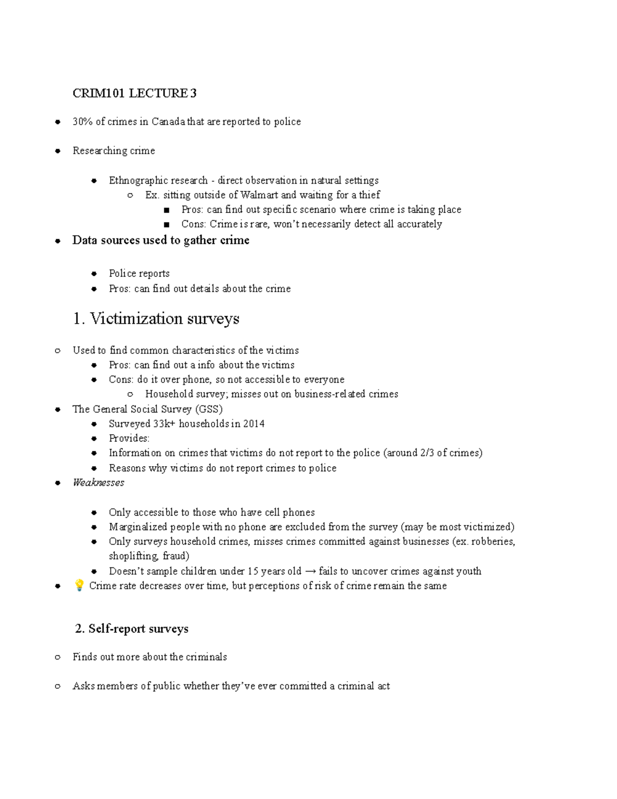 SFU CRIM101 LEC 3 - CRIM101 LECTURE 3 30% Of Crimes In Canada That Are ...