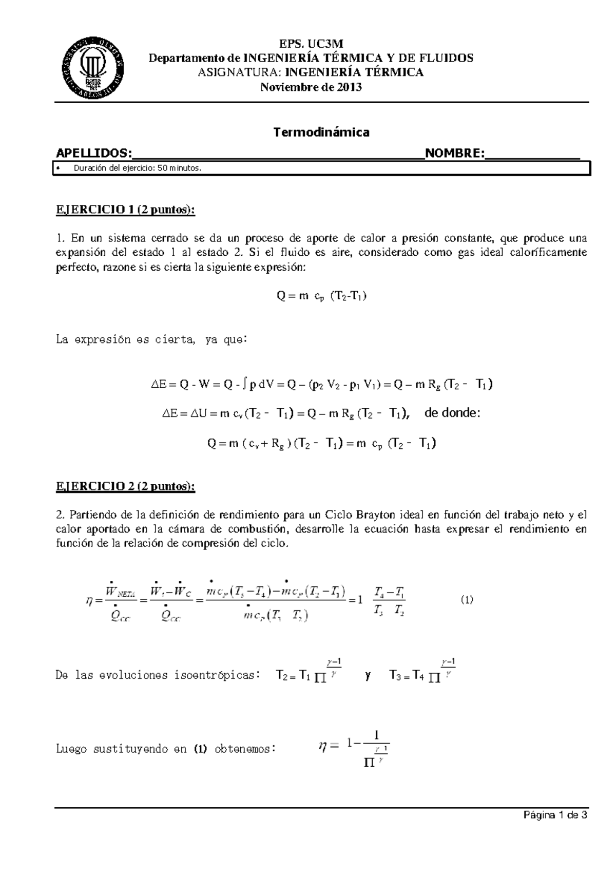 Examen 13 Termodinamica Pdf Studocu