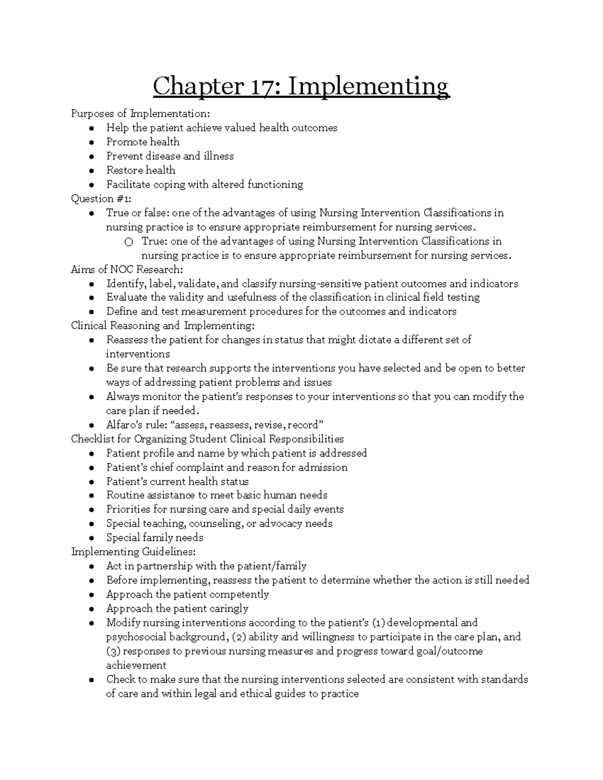 Chapter 17 Notes - Lipsmeyer - Chapter 17: Implementing Purposes of ...