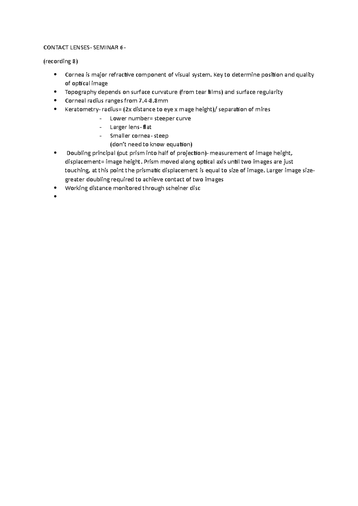 Contact Lenses Seminar 6 CONTACT LENSES SEMINAR 6 (recording 8