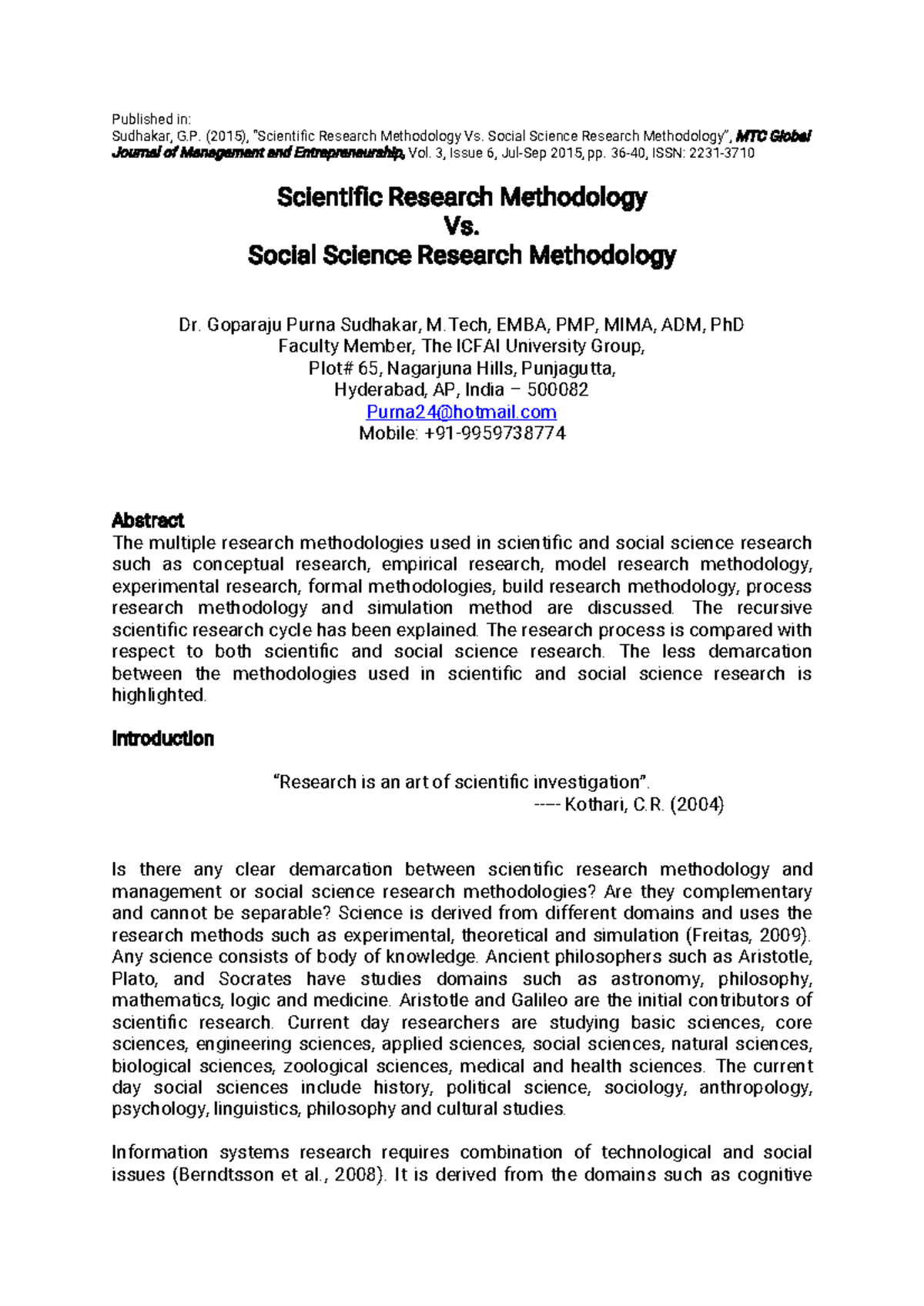 Scientificand Social Sci Research-Dr Goparaju Purna Sudhakar ...