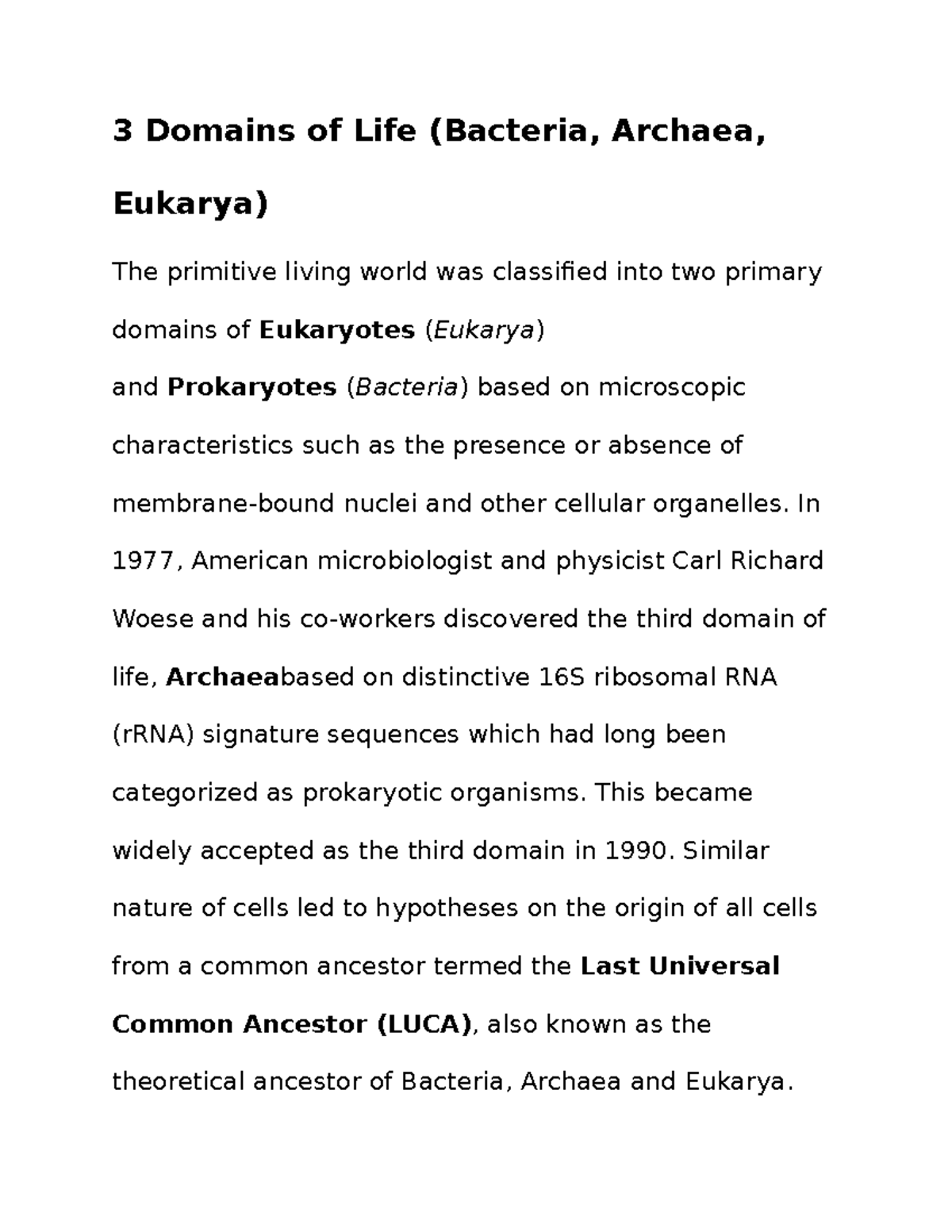 3 Domains Of Life (Bacteria, Archaea, Eukarya) - In 1977, American ...