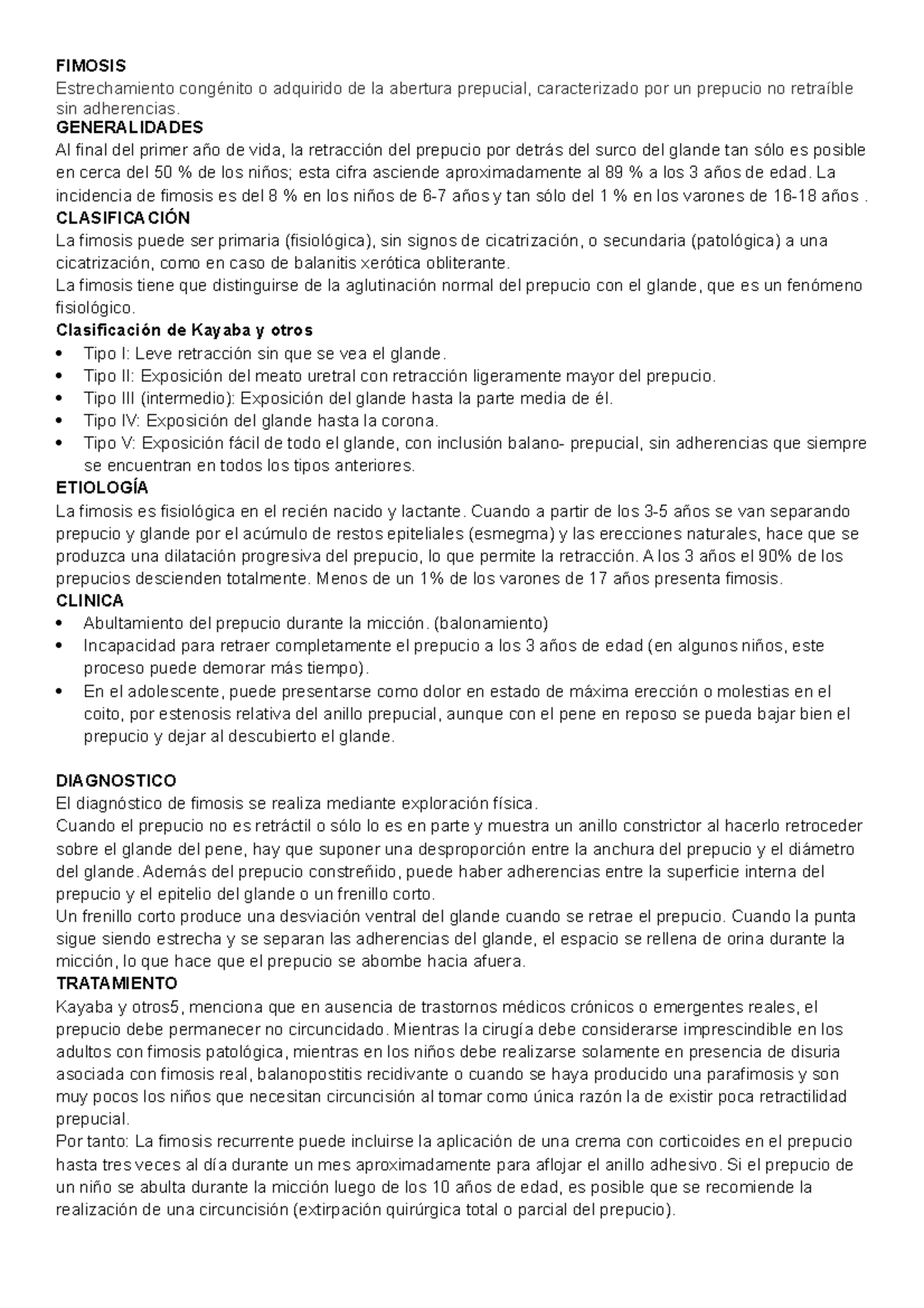 6. fimosis y parafimosis - FIMOSIS Estrechamiento congénito o adquirido de  la abertura prepucial, - Studocu