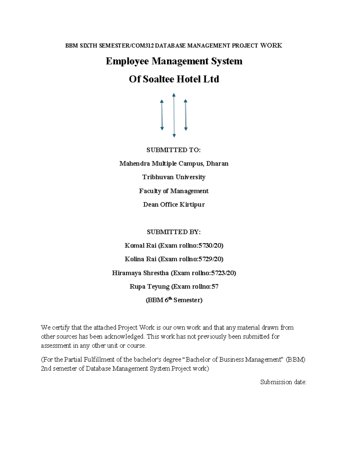 database managemnt - BBM SIXTH SEMESTER/COM312 DATABASE MANAGEMENT ...