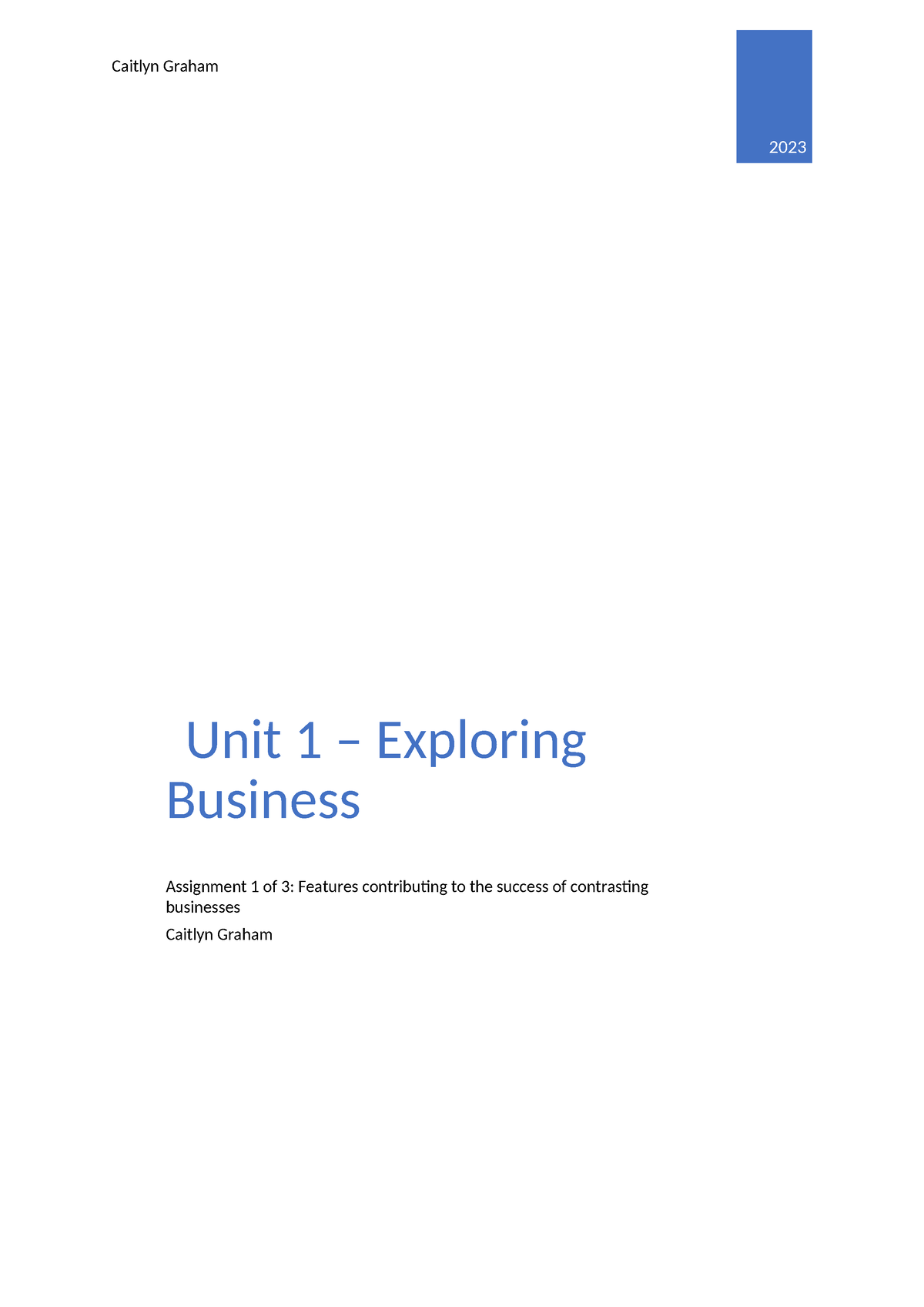 unit 1 exploring business assignment 3 powerpoint