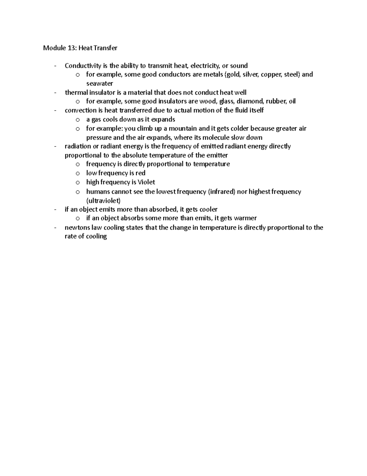 Module 13: Heat Transfer - Module 13: Heat Transfer Conductivity is the ...
