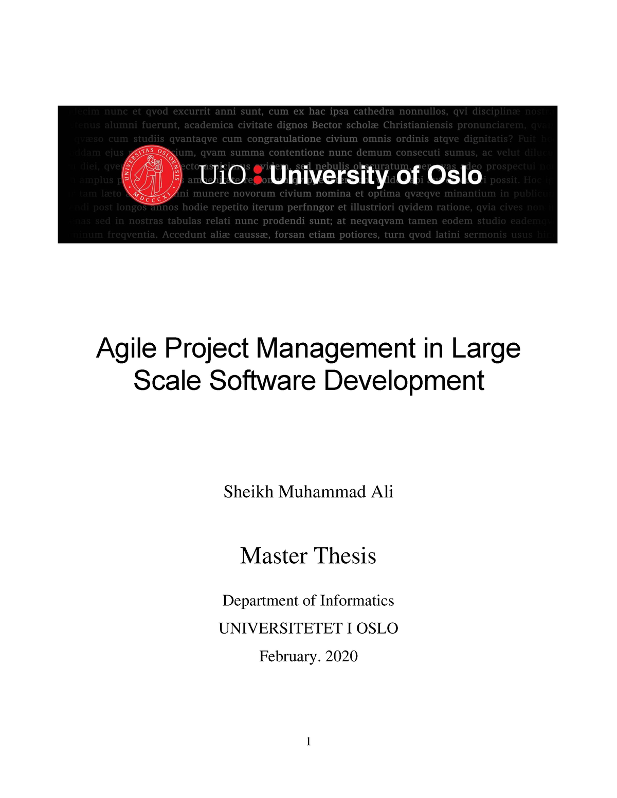 master thesis agile project management