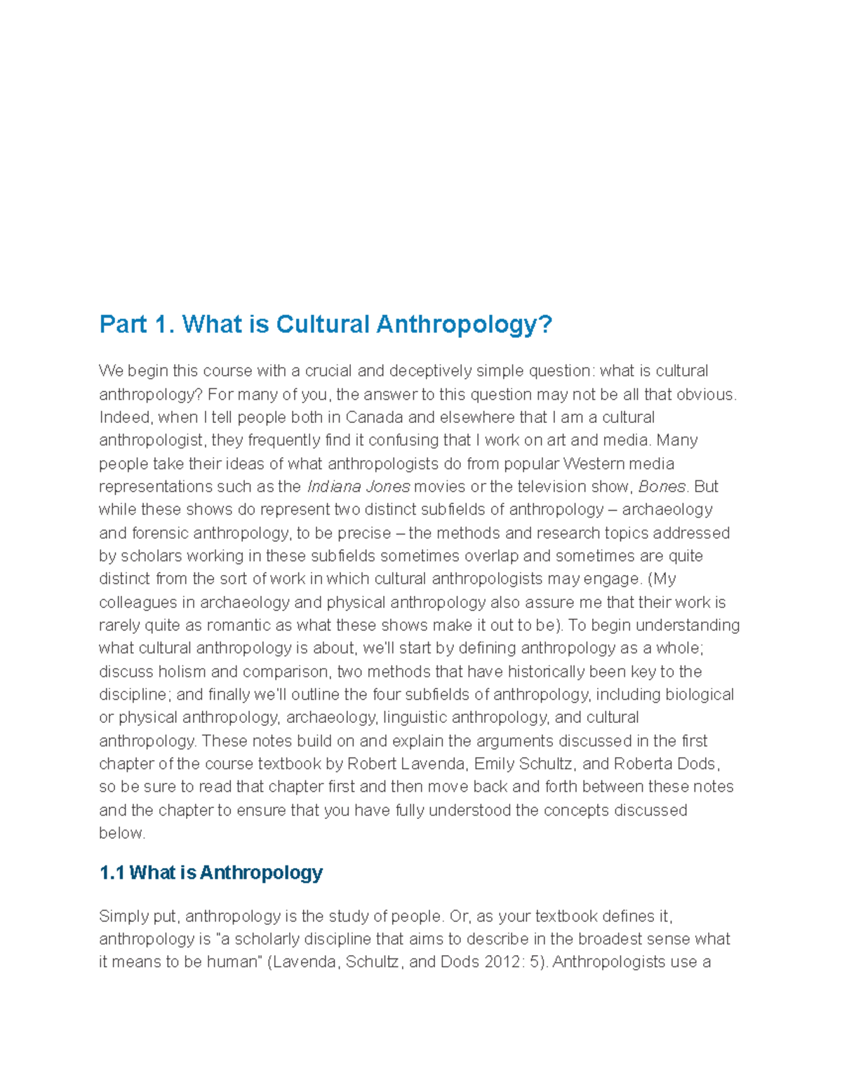 Anthropology Note - Lecture Notes 1 TO 10 - Part 1. What Is Cultural ...