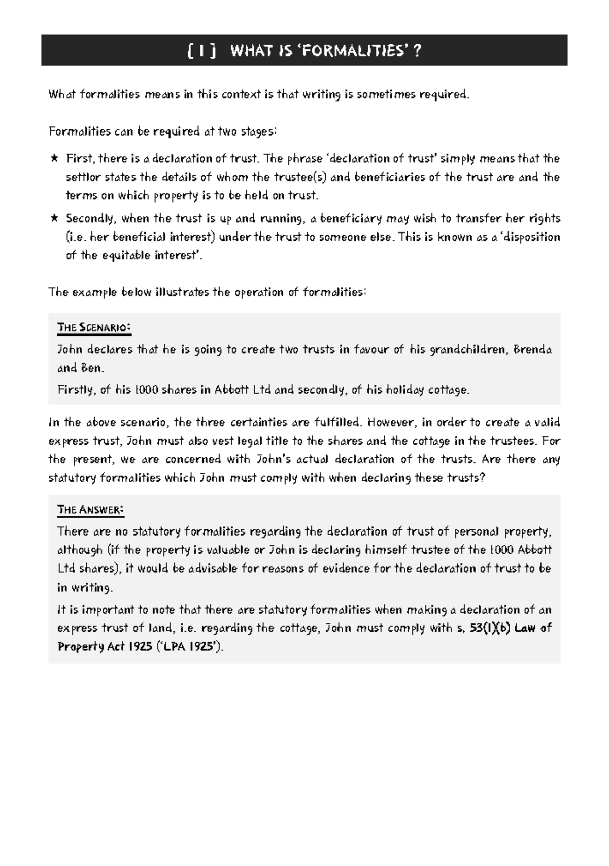 Creating the Trust - Formalities - [ 1 ] WHAT IS ‘FORMALITIES’? What ...