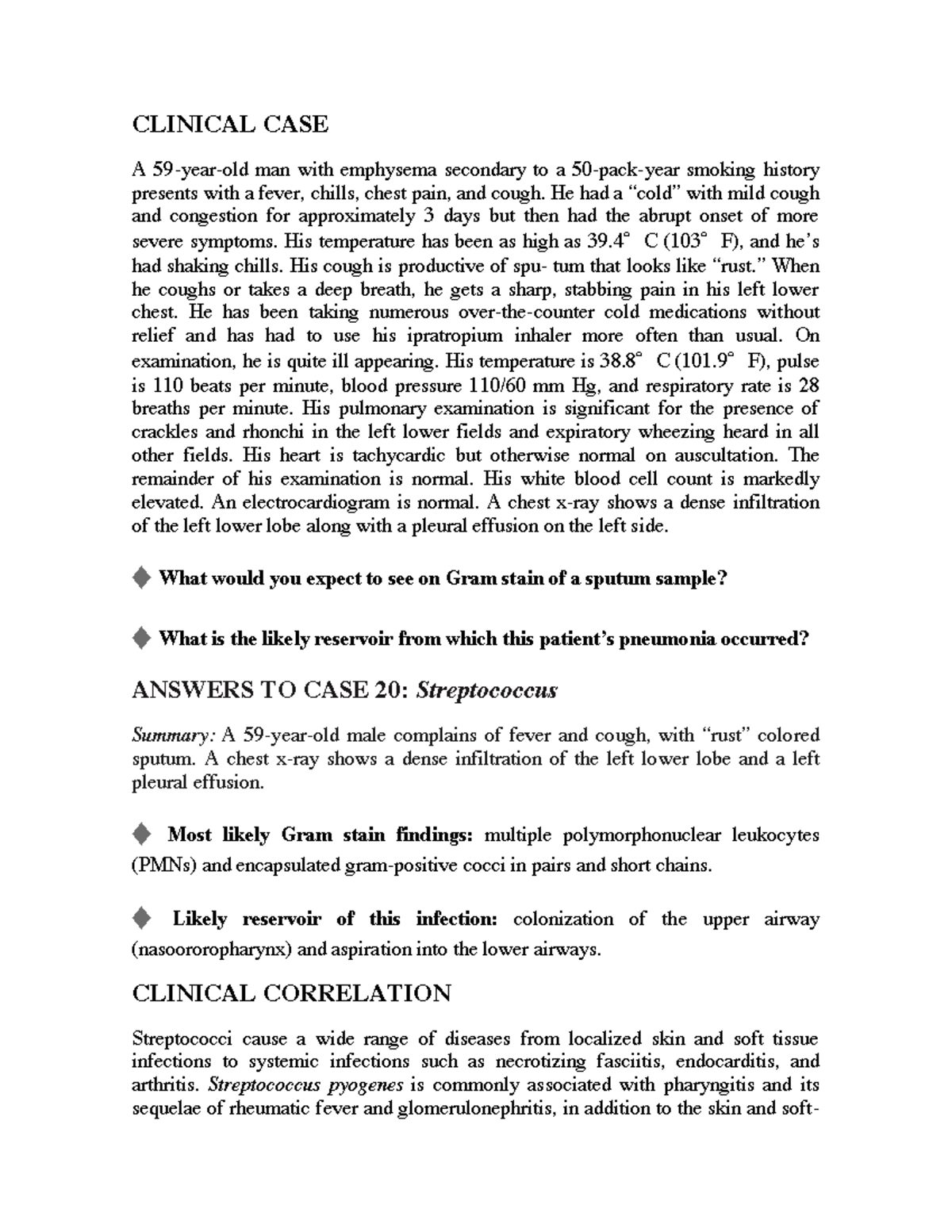 01 Caso Clínico - Streptococcus - CLINICAL CASE A 59-year-old man with ...