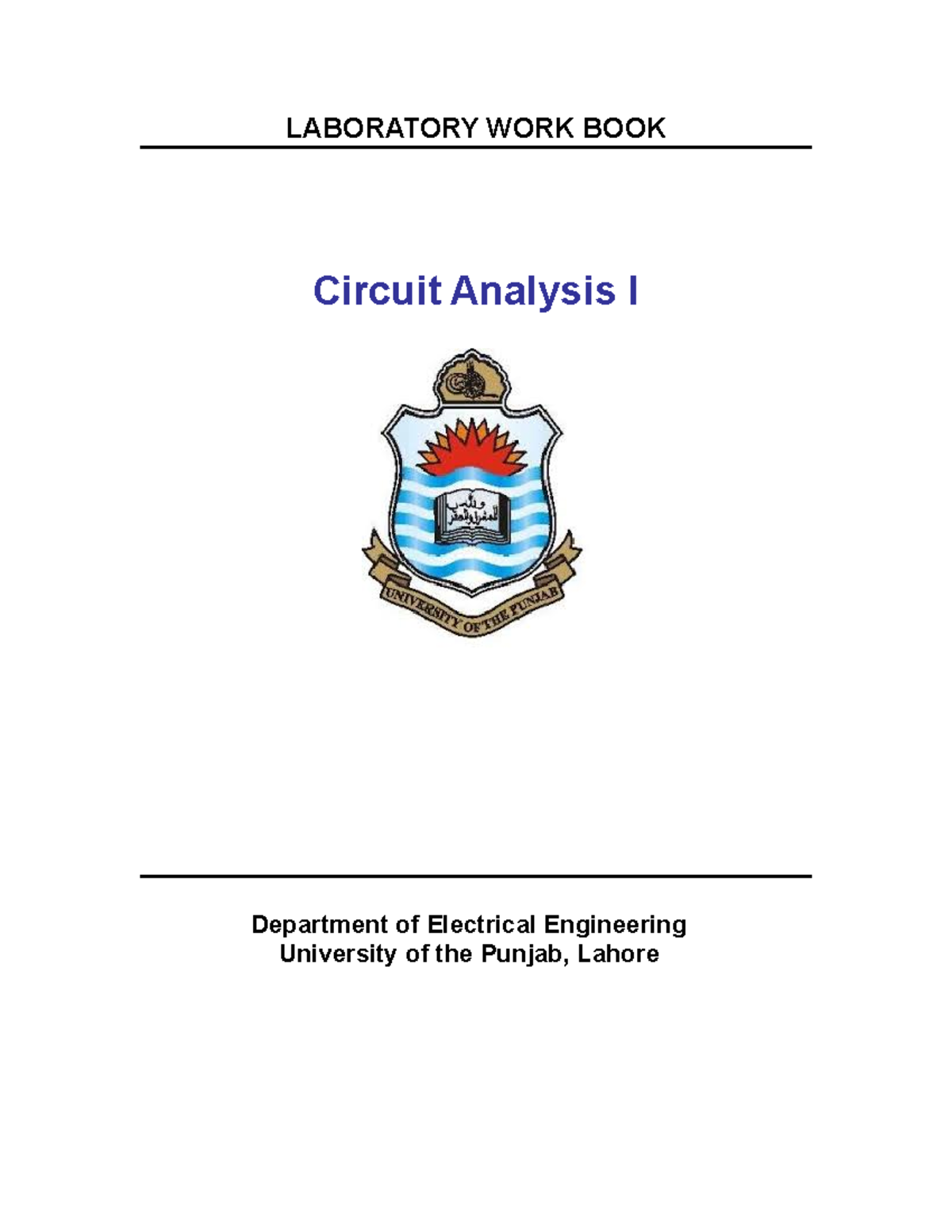 Circuits 1 Lab manual - LABORATORY WORK BOOK Circuit Analysis I ...