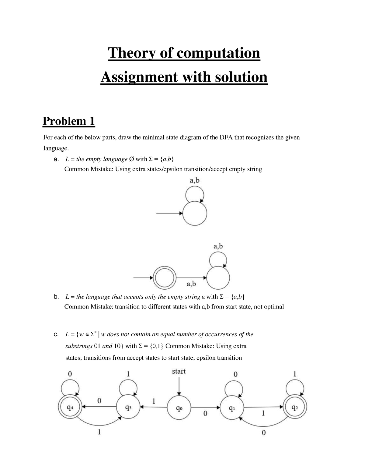 theory of computation assignment