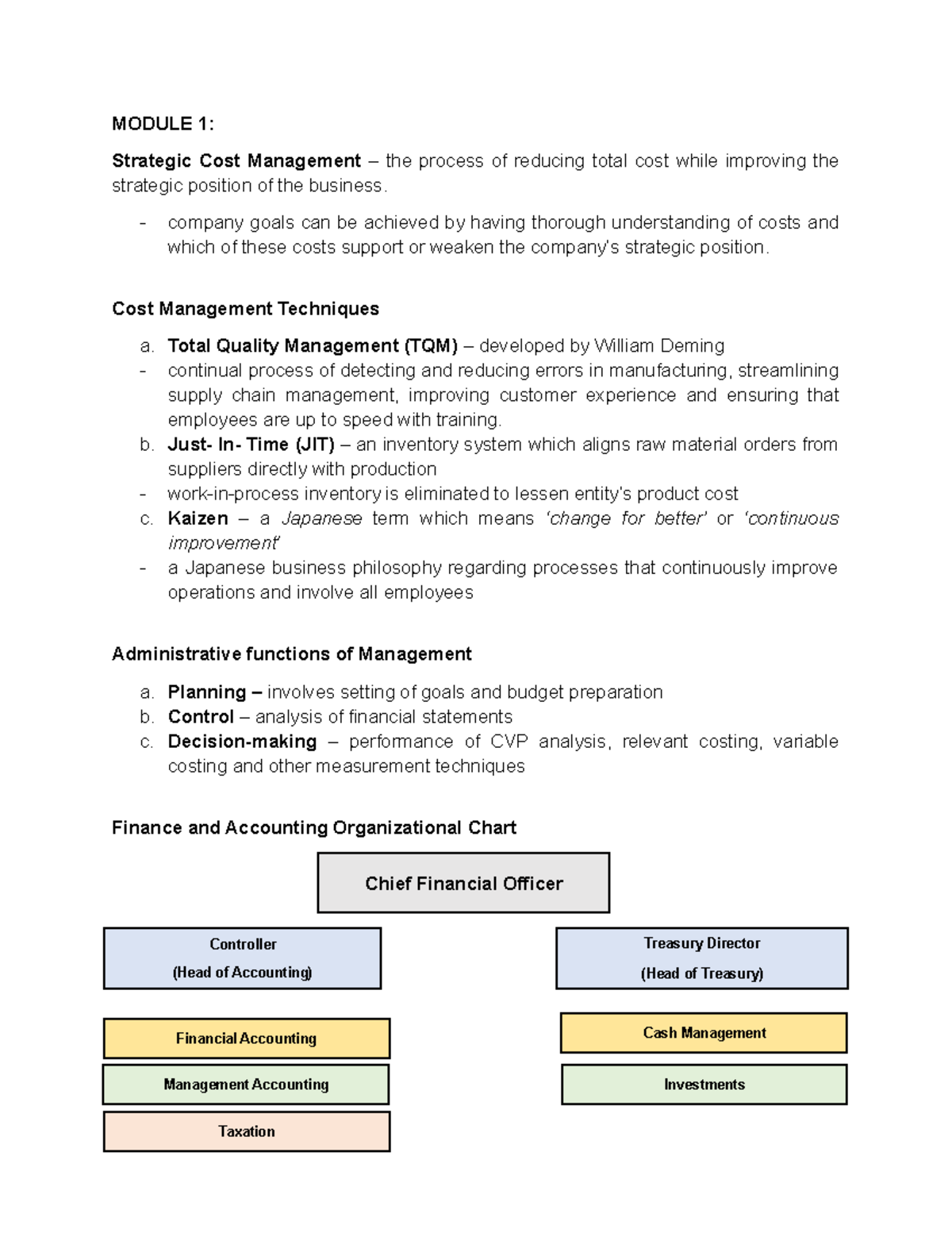 Strategic COST Accounting - MODULE 1: Strategic Cost Management – the ...