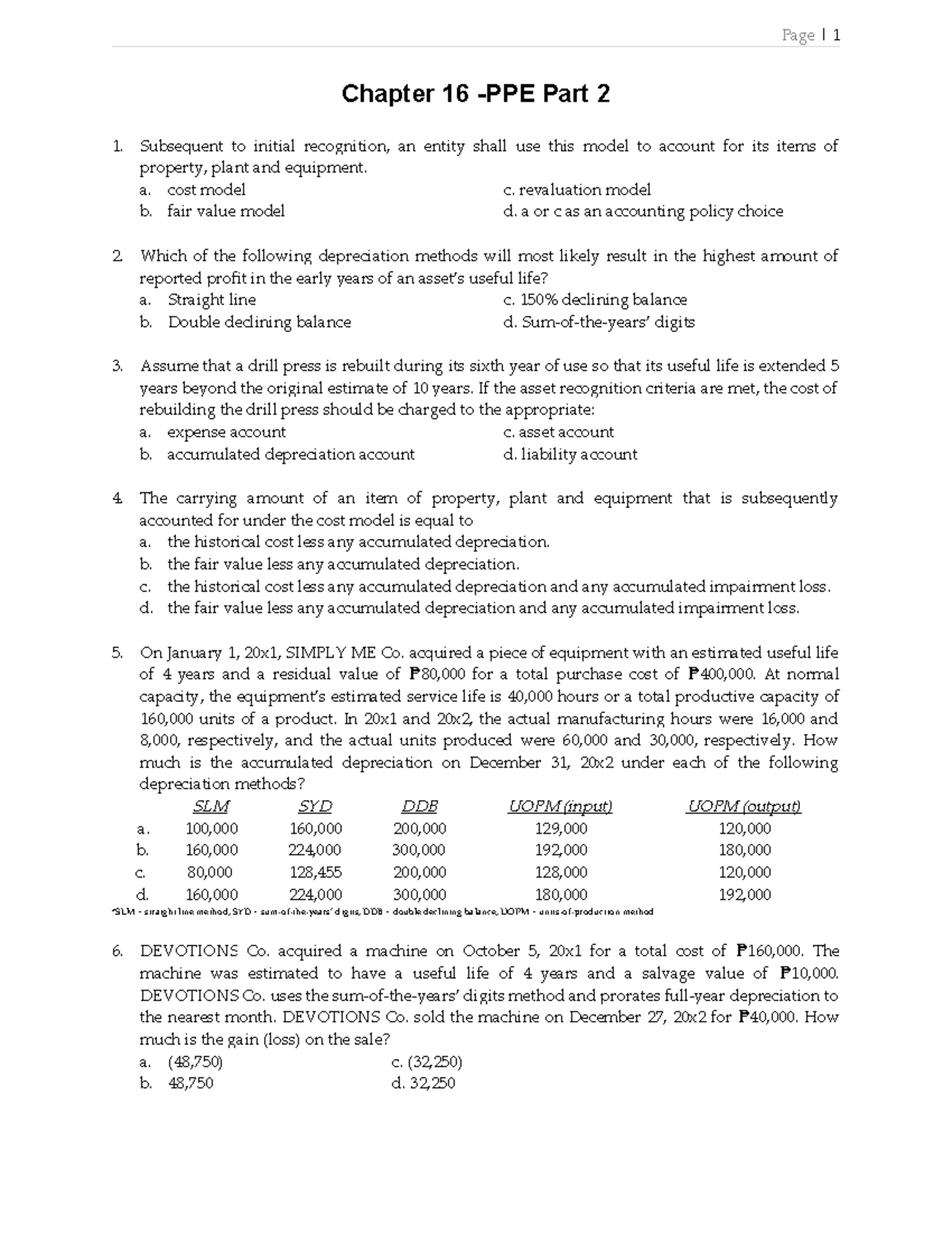 Imact 02 QUIZ CHAP16 - study hard - Page | 1 Chapter 16 -PPE Part 2 ...