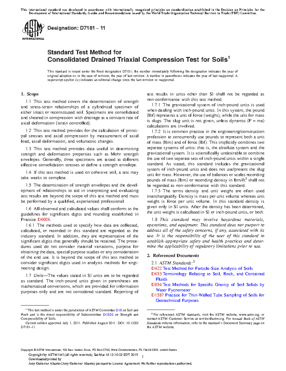 D7181 - Triaxial CD - Designation: D7181 − 11 Standard Test Method for ...