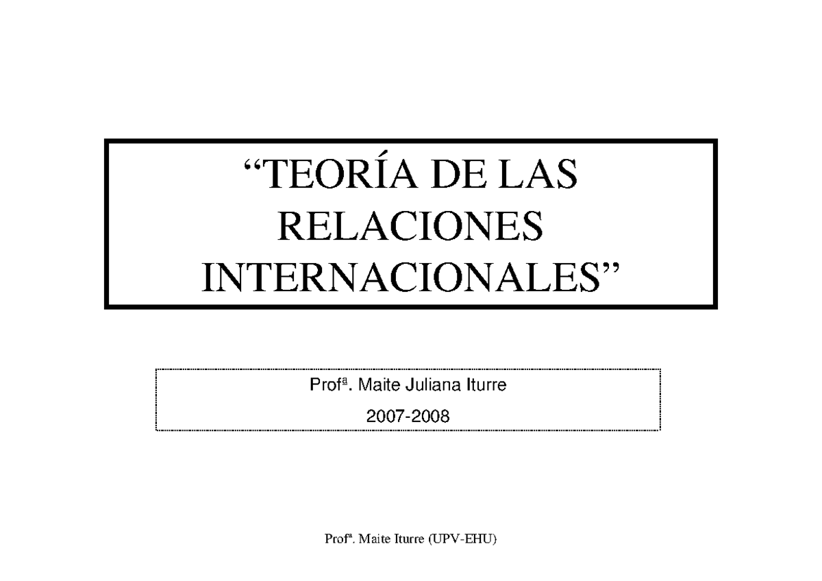 Teoria Realista De Las Relaciones Internacionales www.studocu.com