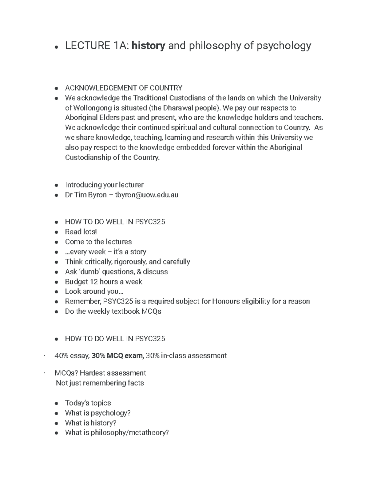 2024 WEEK 1 Lectures Introduction to History and Philosophy of ...