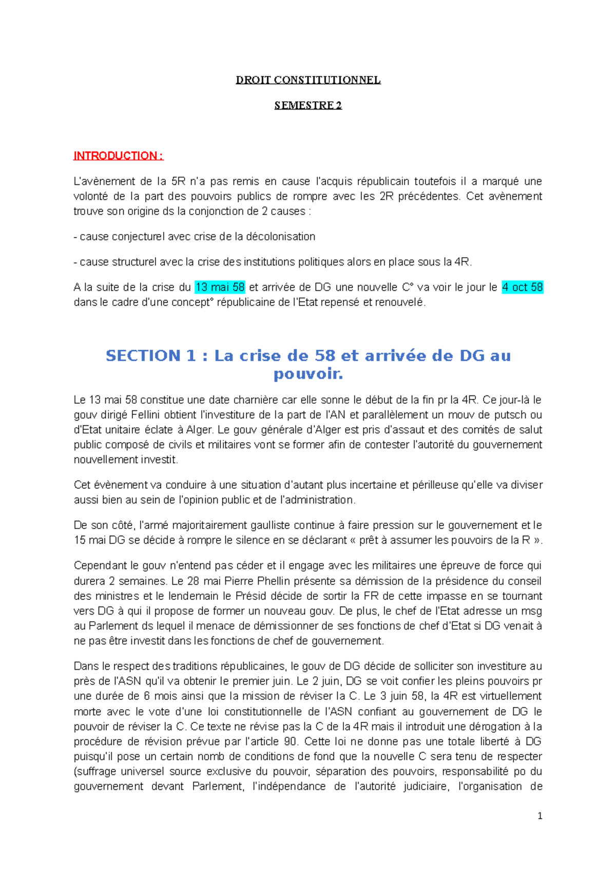 Droit Constitutionnel S1 - DROIT CONSTITUTIONNEL SEMESTRE 2 ...